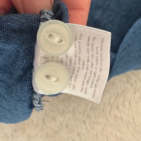 FAHERTY Men L Indigo Dye Chambray Polo Shirt Casual Pocket Short Sleeve - Picture 6 of 6